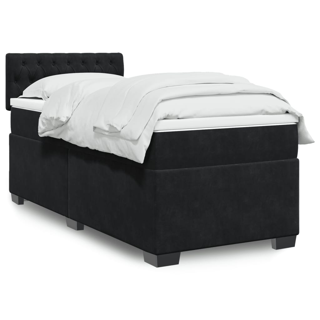 vidaXL Boxspringbett mit Matratze Schwarz 90x190 cm Samt