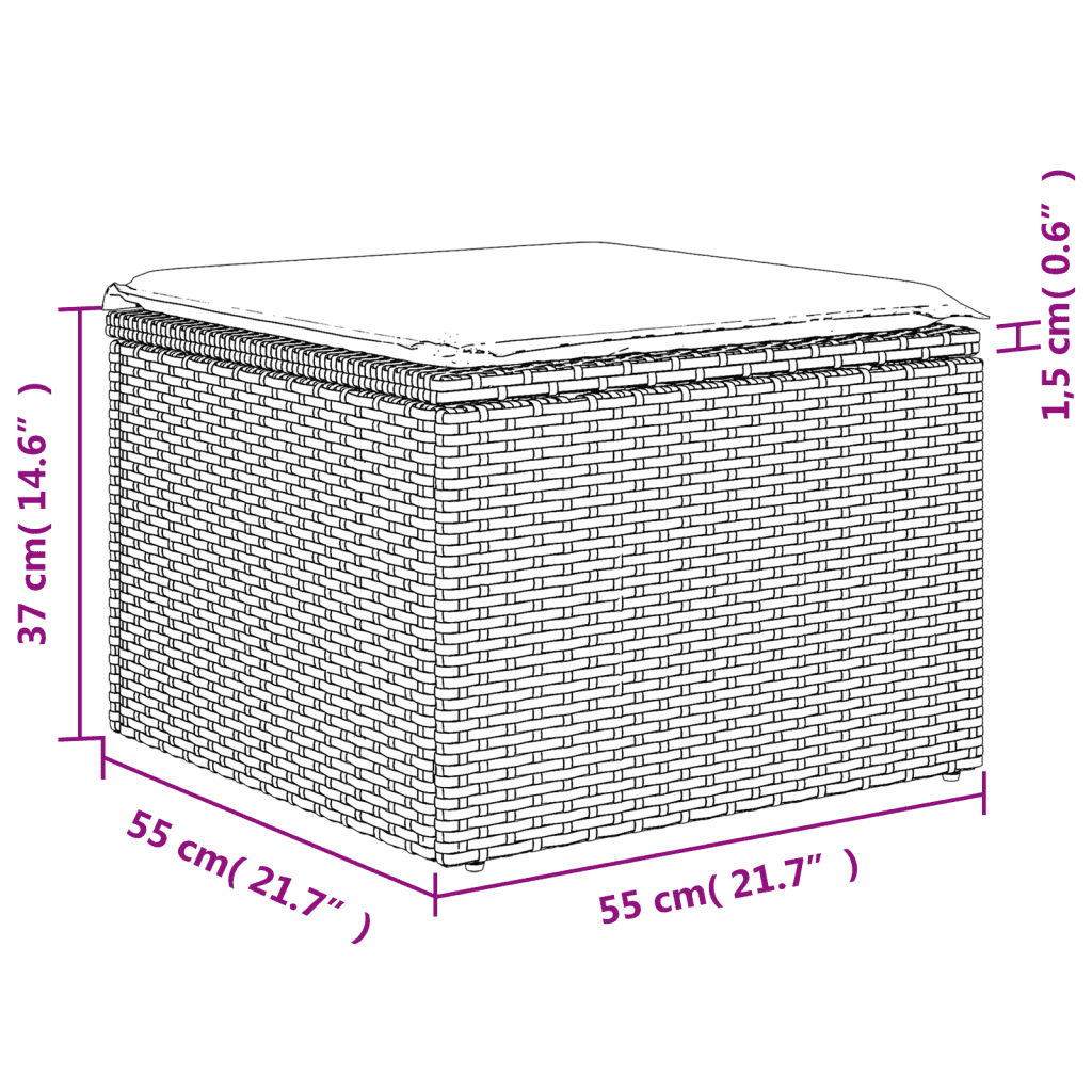 vidaXL 10-tlg. Garten-Sofagarnitur mit Kissen Grau Poly Rattan