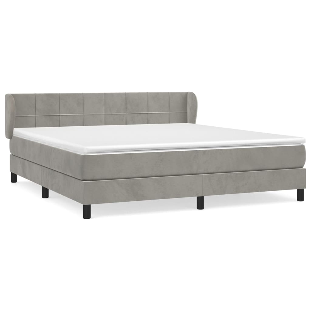 vidaXL Boxspringbett mit Matratze Hellgrau 160x200 cm Samt