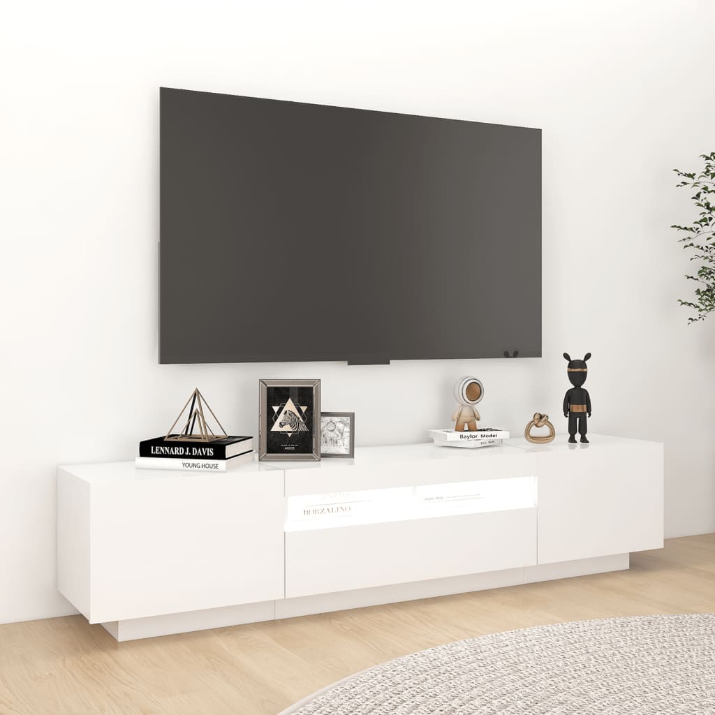 vidaXL TV-Schrank mit LED-Leuchten Weiß 180x35x40 cm