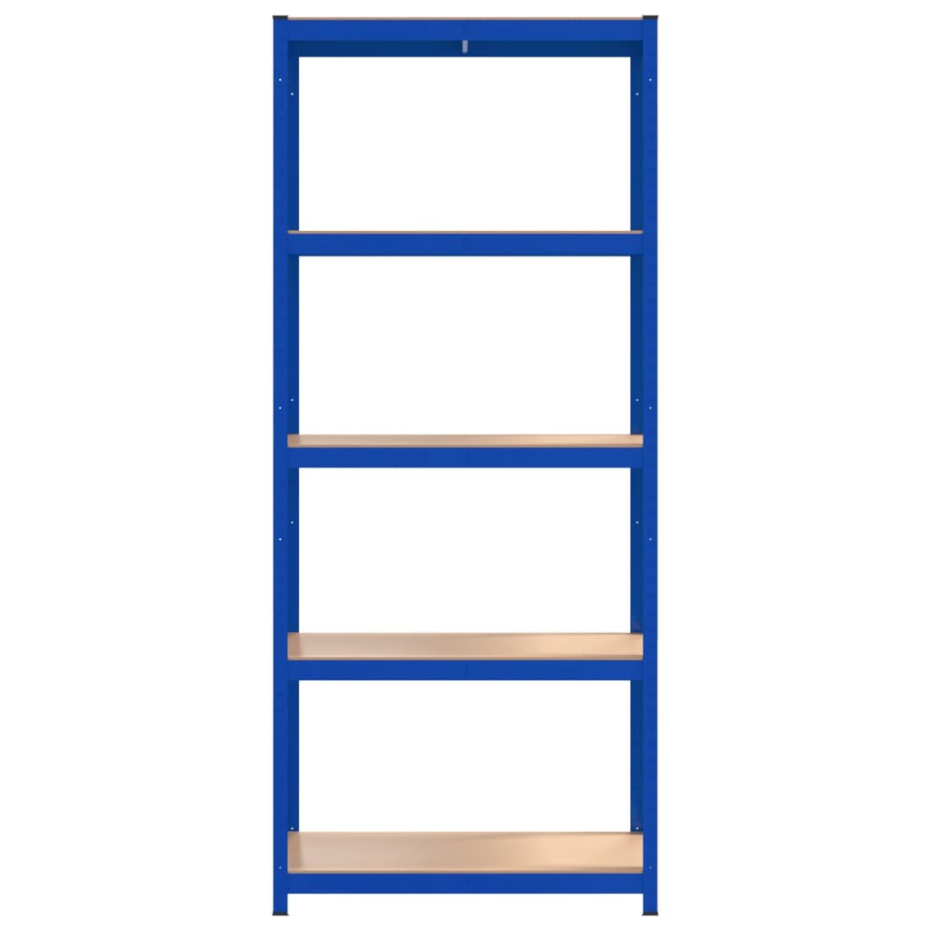 vidaXL Regale mit 5 Böden 2 Stk. Blau Stahl & Holzwerkstoff