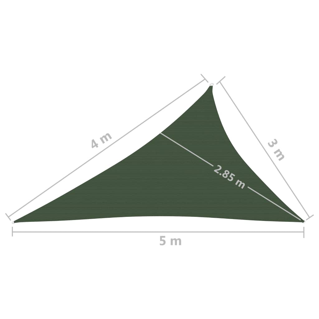 vidaXL Sonnensegel 160 g/m² Dunkelgrün 3x4x5 m HDPE