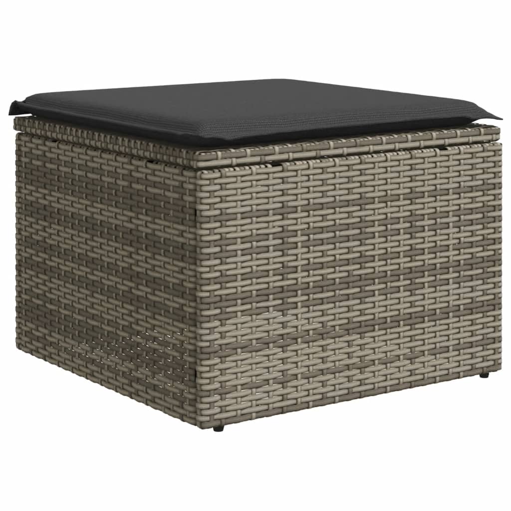 vidaXL 4-tlg. Garten-Sofagarnitur mit Kissen Grau Poly Rattan