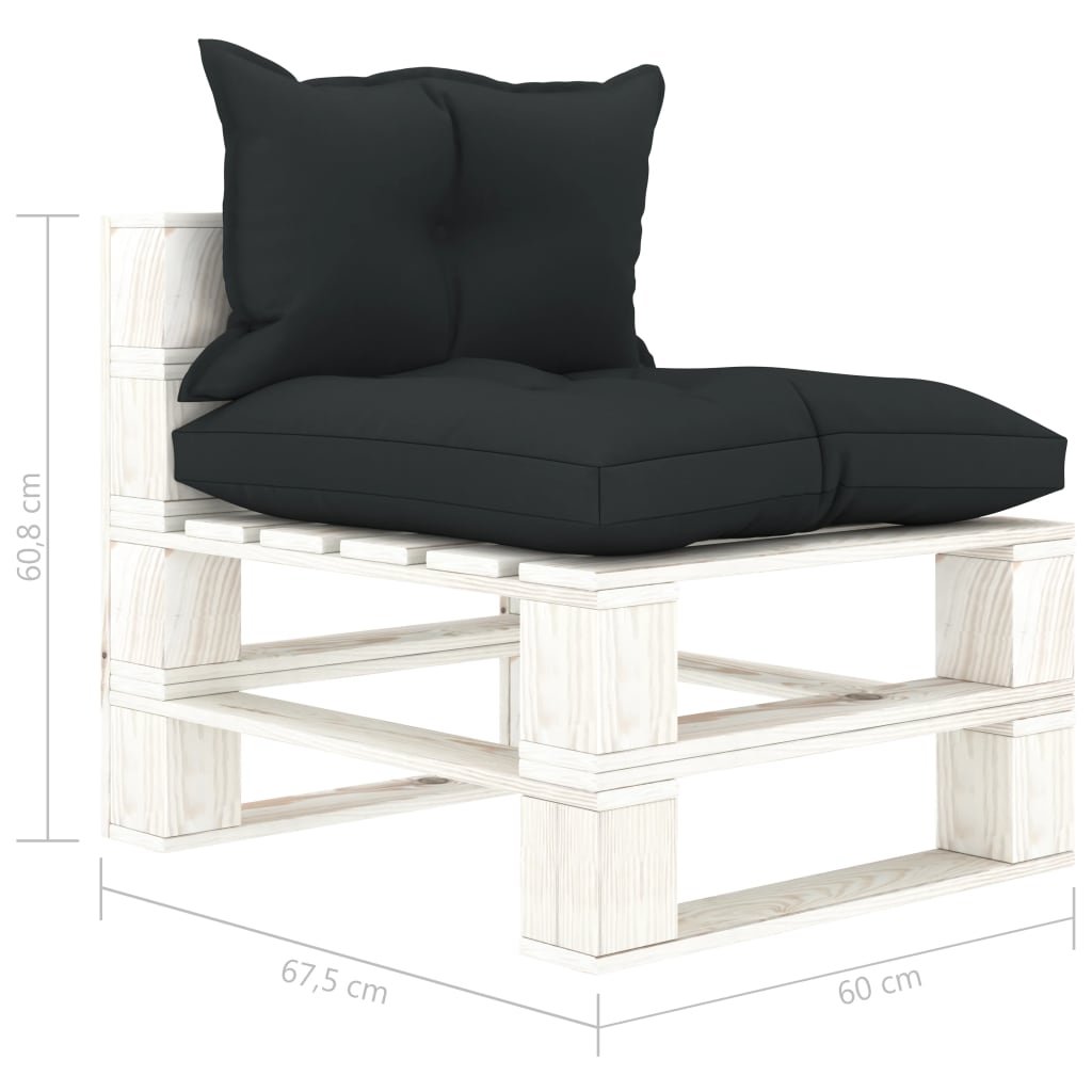 vidaXL 7-tlg. Garten-Lounge-Set Paletten mit Kissen in Anthrazit Holz