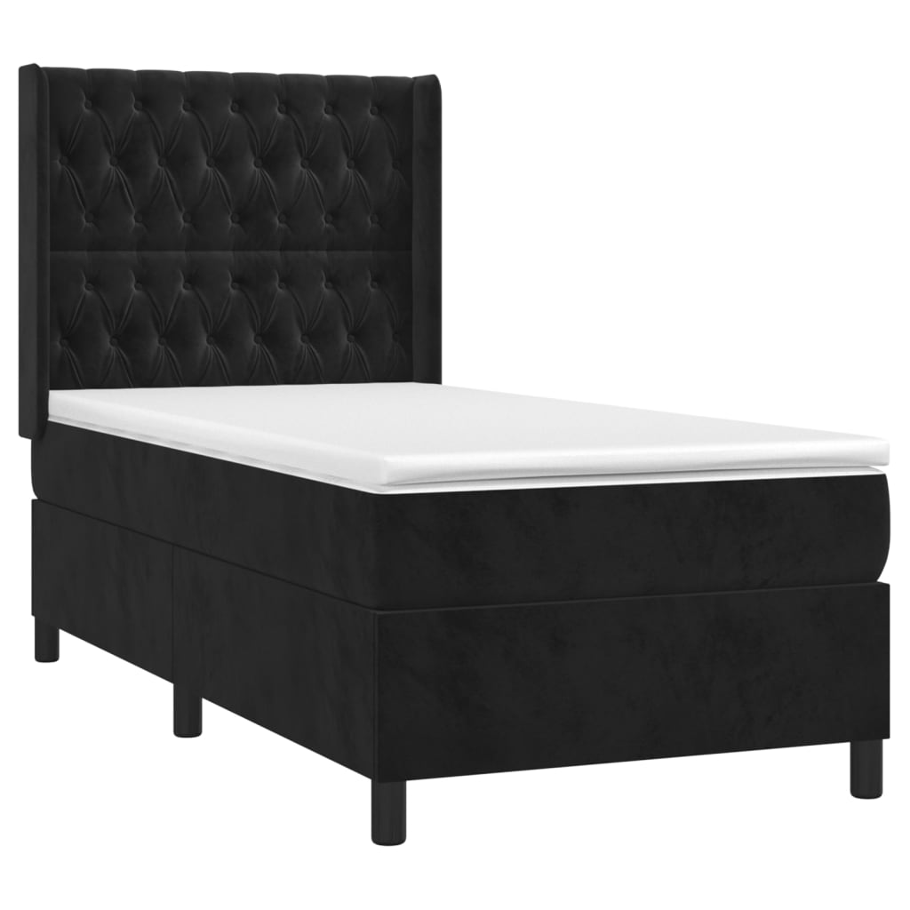 vidaXL Boxspringbett mit Matratze Schwarz 90x190 cm Samt