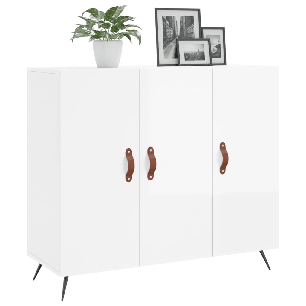 vidaXL Sideboard Hochglanz-Weiß 90x34x80 cm Holzwerkstoff