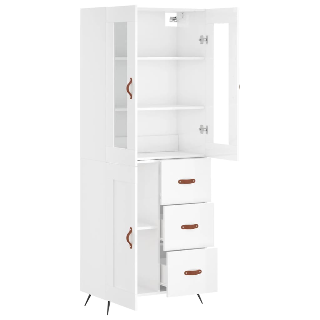 vidaXL Highboard Hochglanz-Weiß 69,5x34x180 cm Holzwerkstoff