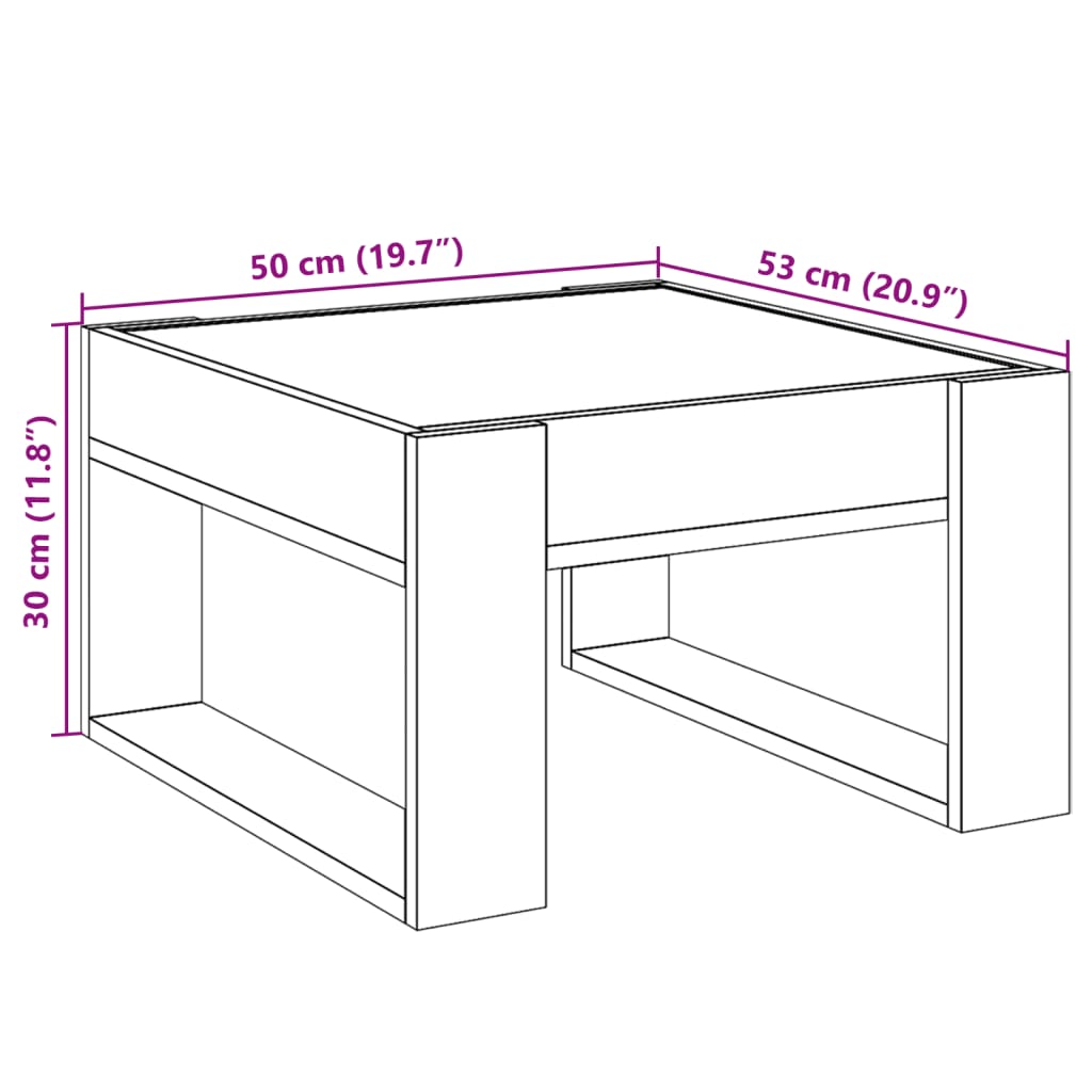 vidaXL Couchtisch mit Infinity-LED Grau Sonoma 50x53x30 cm