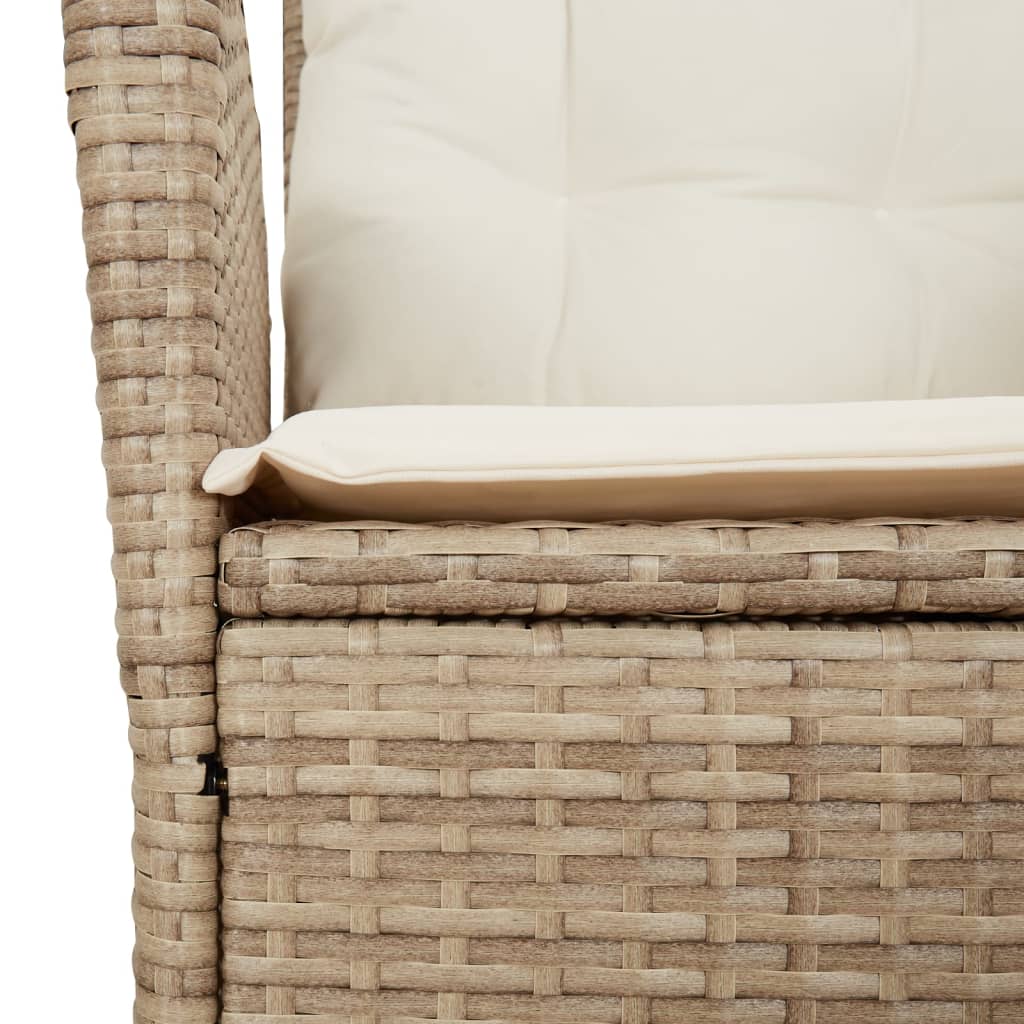 vidaXL 7-tlg. Garten-Essgruppe mit Kissen Beige Poly Rattan