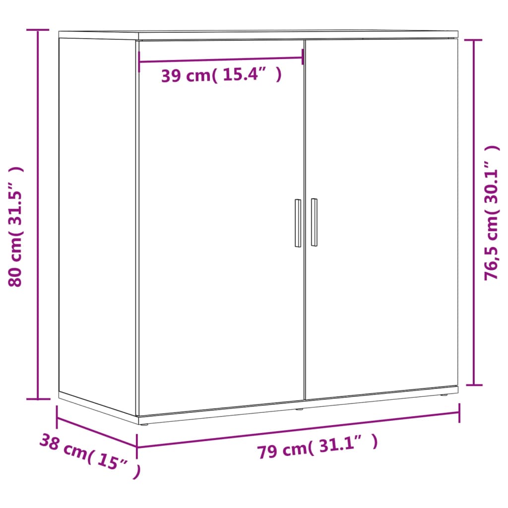 vidaXL Sideboard Braun Eichen-Optik 79x38x80 cm Holzwerkstoff