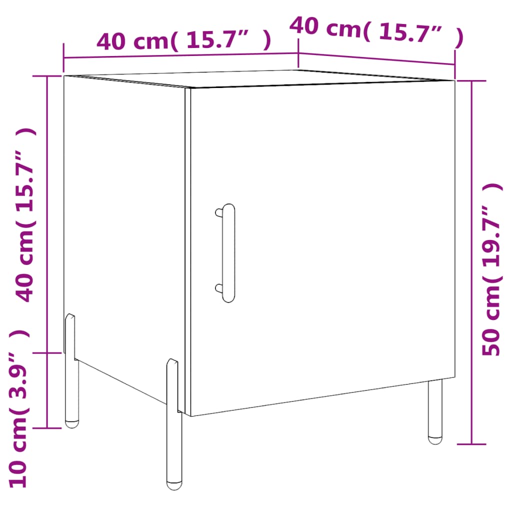 vidaXL Nachttische 2 Stk. Betongrau 40x40x50 cm Holzwerkstoff