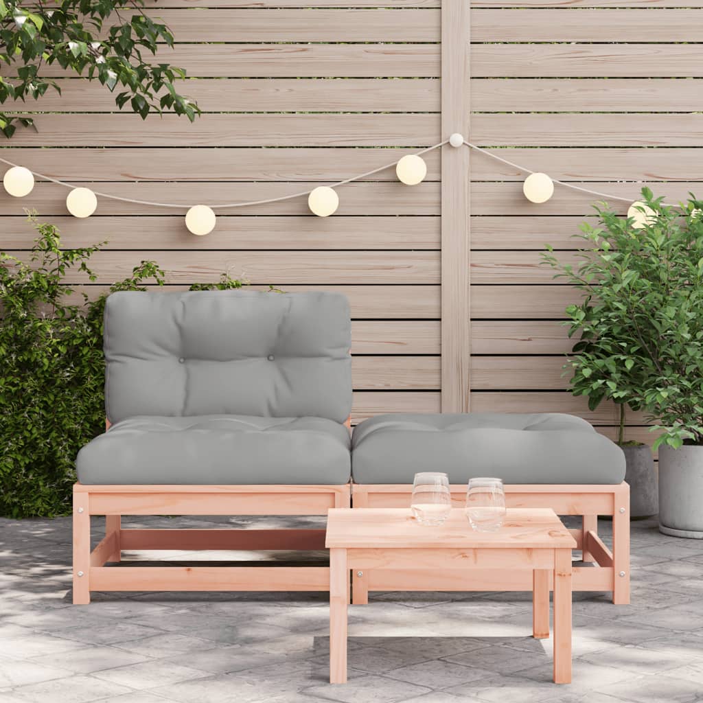 vidaXL Gartensofa ohne Armlehnen mit Kissen und Hocker