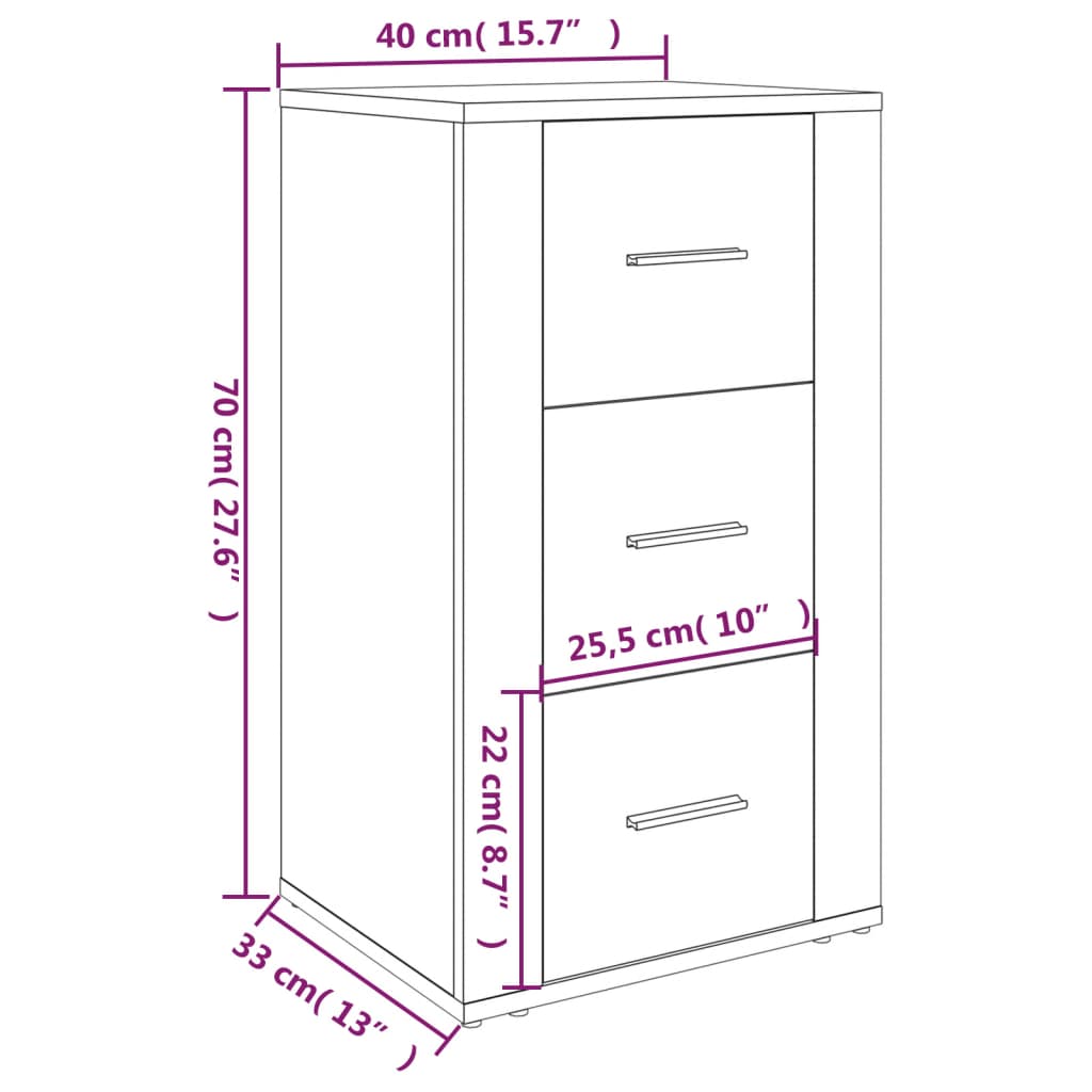 vidaXL Sideboard Betongrau 40x33x70 cm Holzwerkstoff