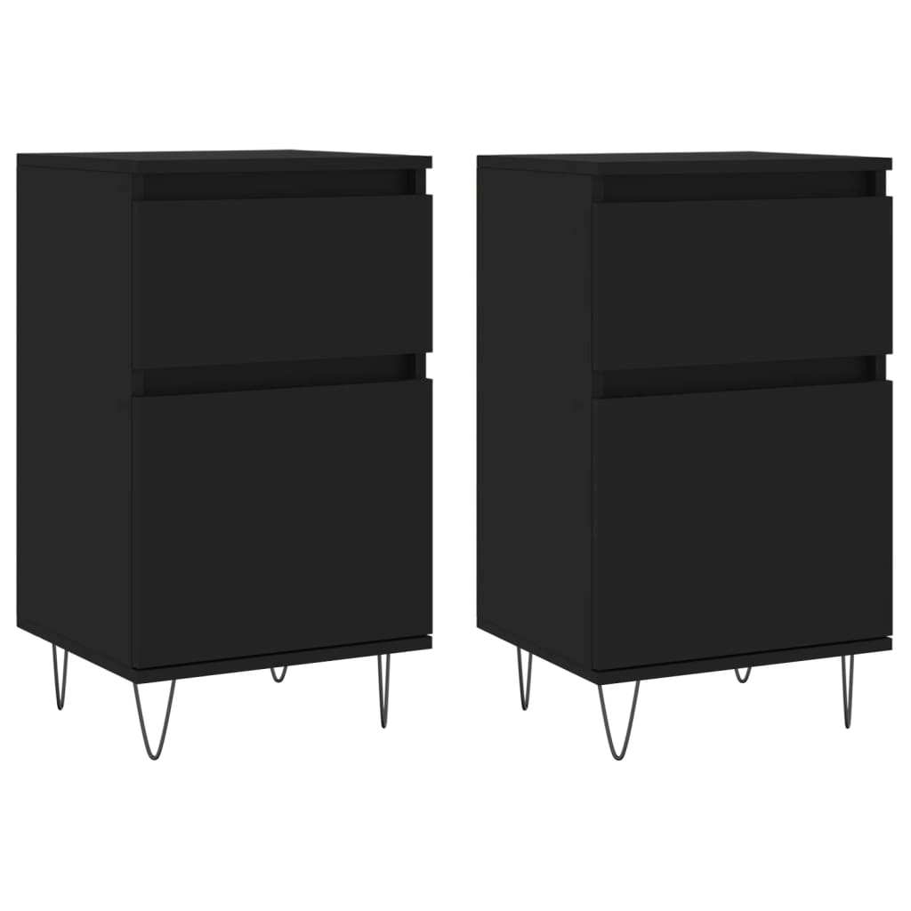 vidaXL Sideboards 2 Stk. Schwarz 40x35x70 cm Holzwerkstoff