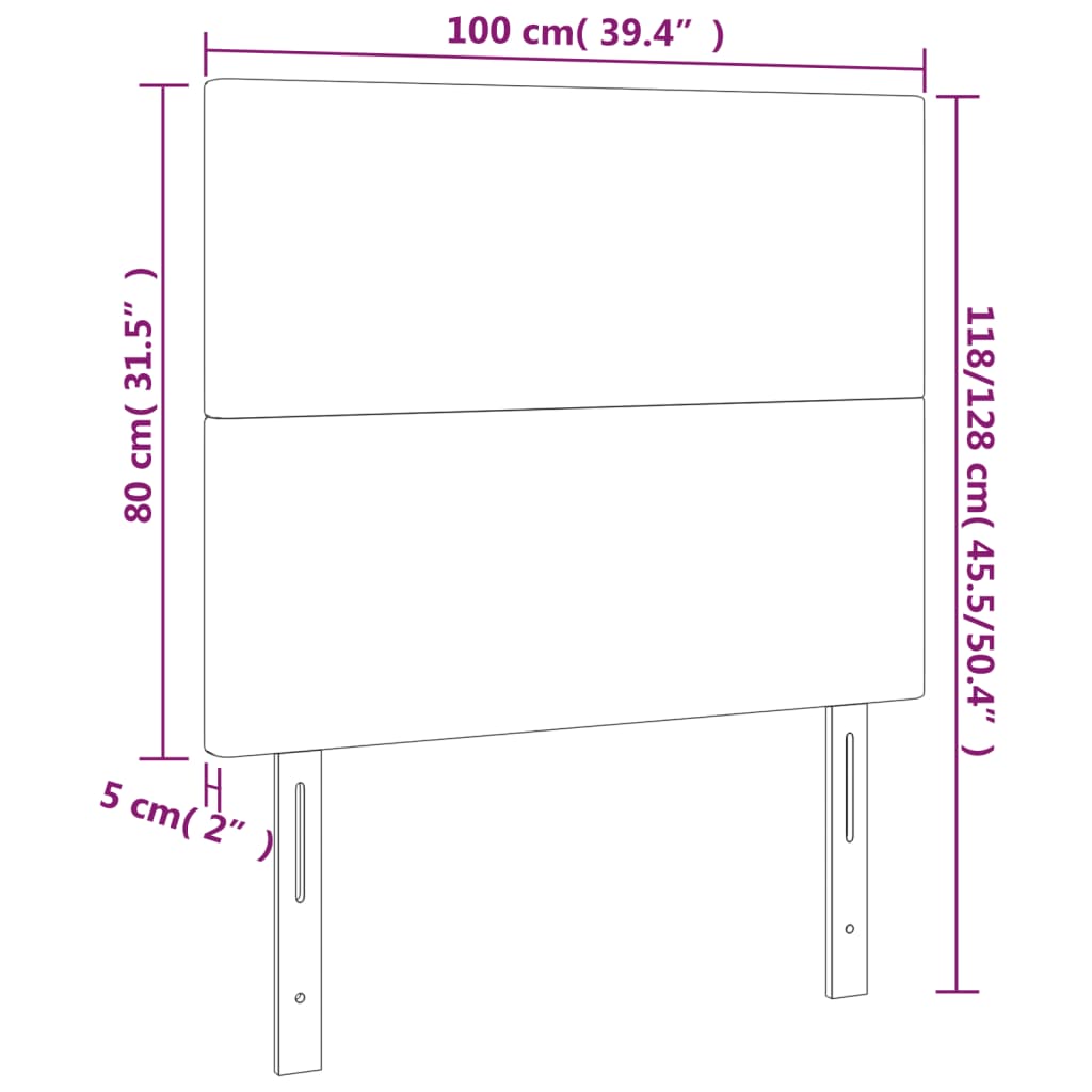 vidaXL LED Kopfteil Schwarz 100x5x118/128 cm Samt