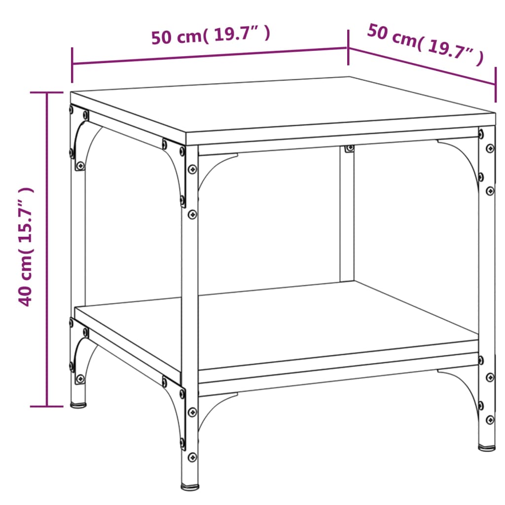 vidaXL Couchtisch Räuchereiche 50x50x40 cm Holzwerkstoff