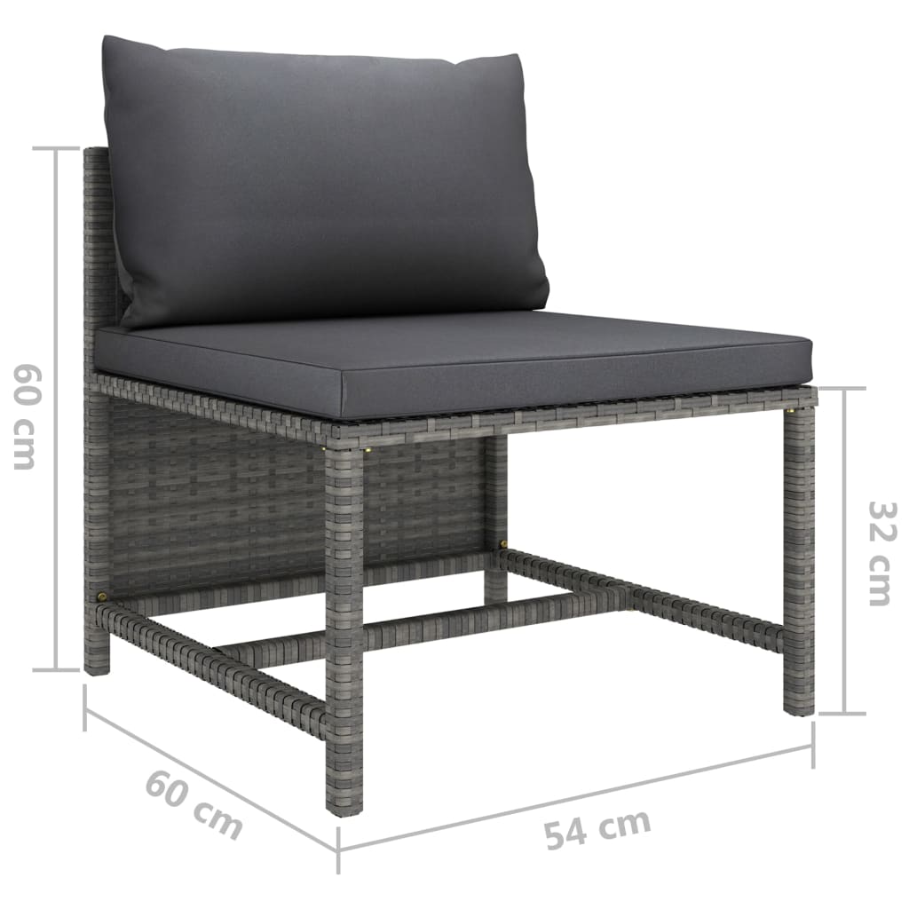 vidaXL 7-tlg. Garten-Lounge-Set mit Kissen Poly Rattan Grau