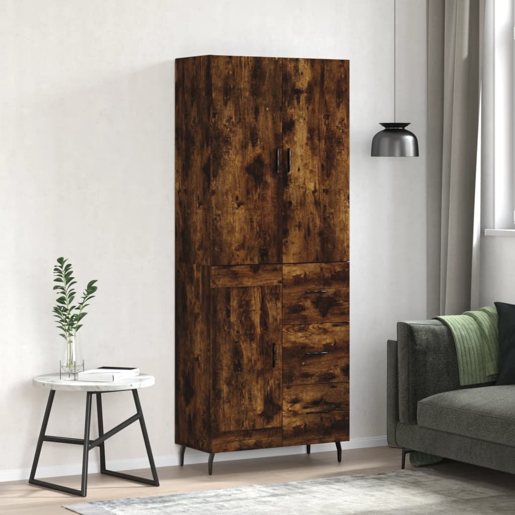 vidaXL Highboard Räuchereiche 69,5x34x180 cm Holzwerkstoff