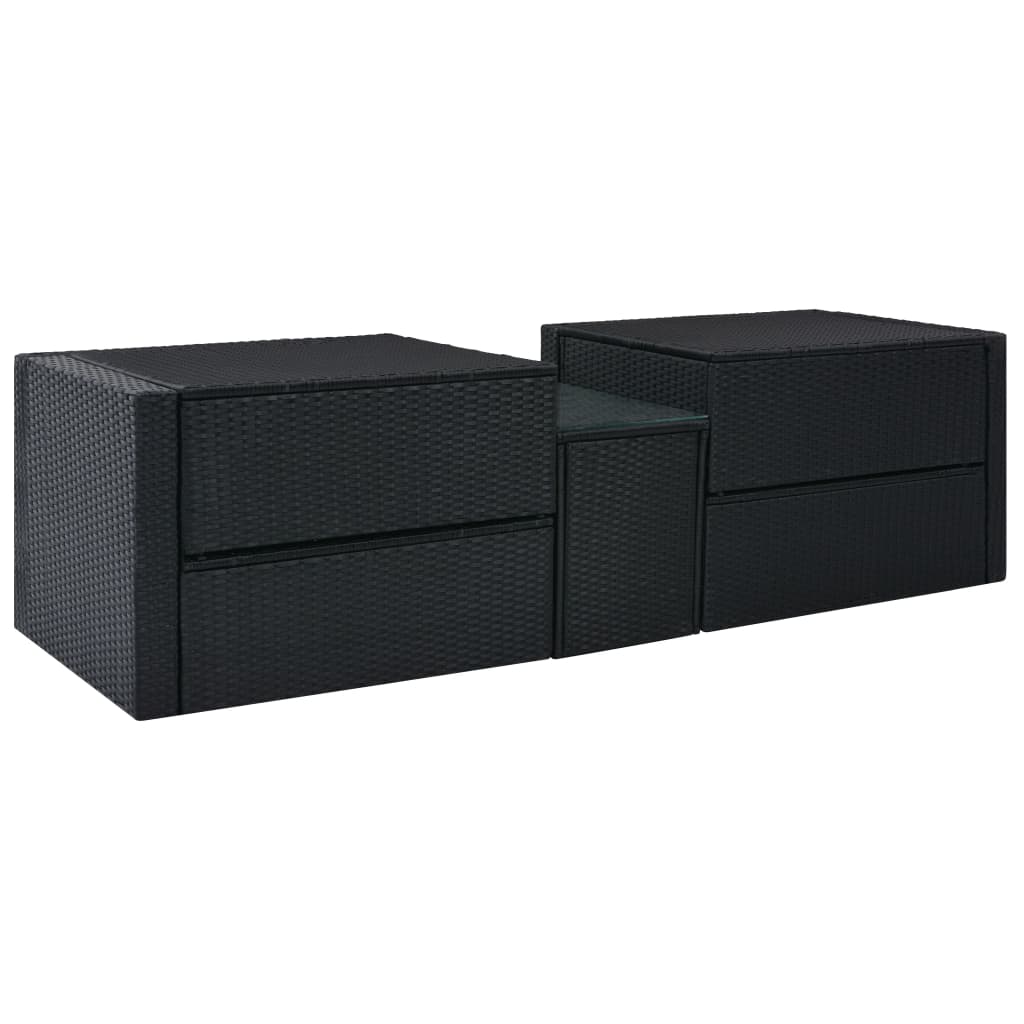 vidaXL 5-tlg. Garten-Lounge-Set mit Auflagen Poly Rattan Schwarz