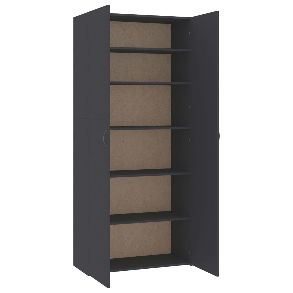 vidaXL Schuhschrank Grau 80x35,5x180 cm Holzwerkstoff