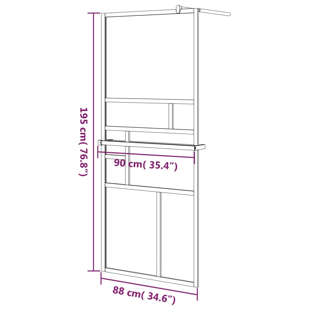 vidaXL Duschwand mit Ablage für Walk-In-Dusche Weiß 90x195 cm ESG