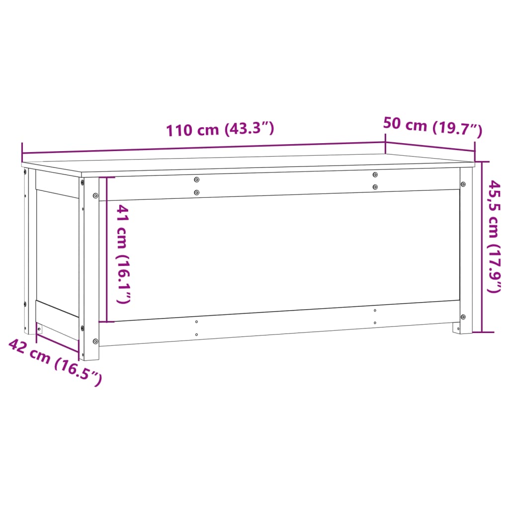 vidaXL Truhe Weiß 110x50x45,5 cm Massivholz Kiefer