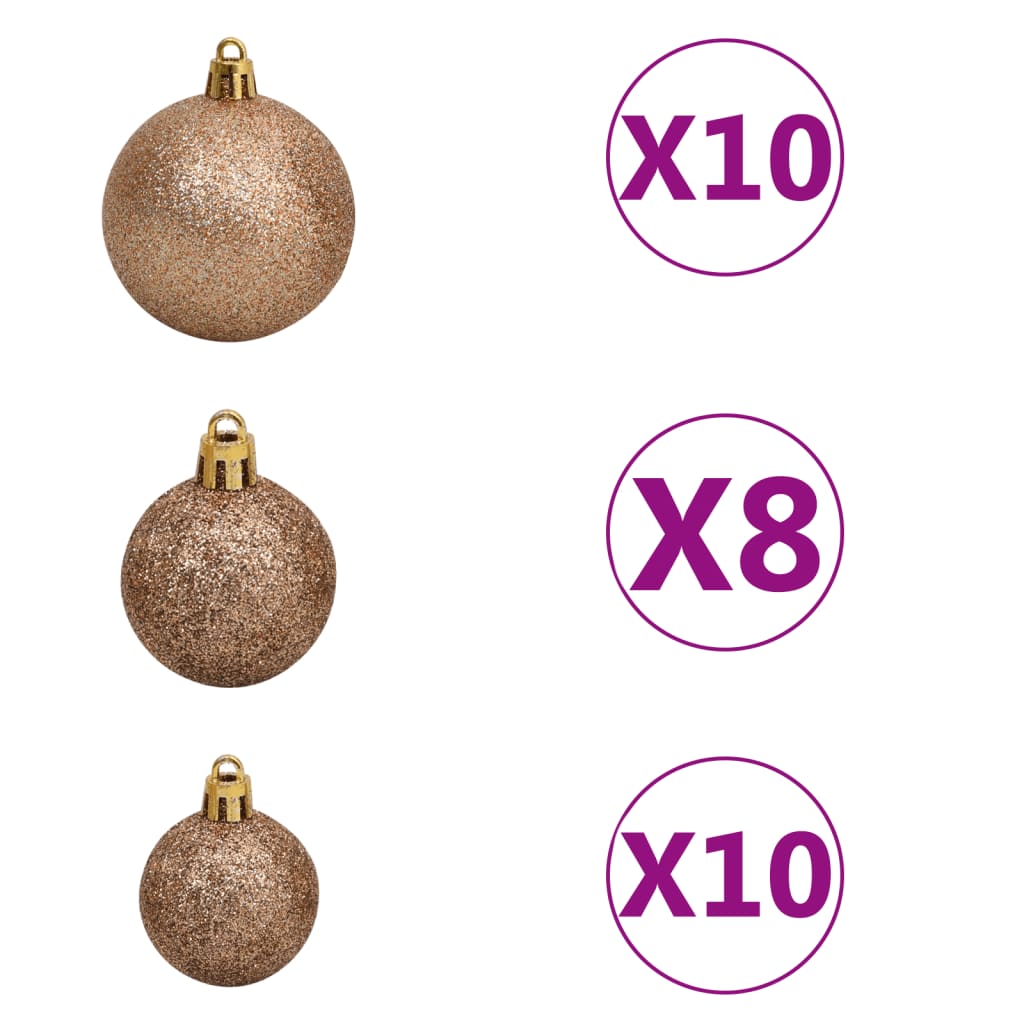 vidaXL Künstlicher Weihnachtsbaum mit Beleuchtung & Kugeln Grün 210 cm