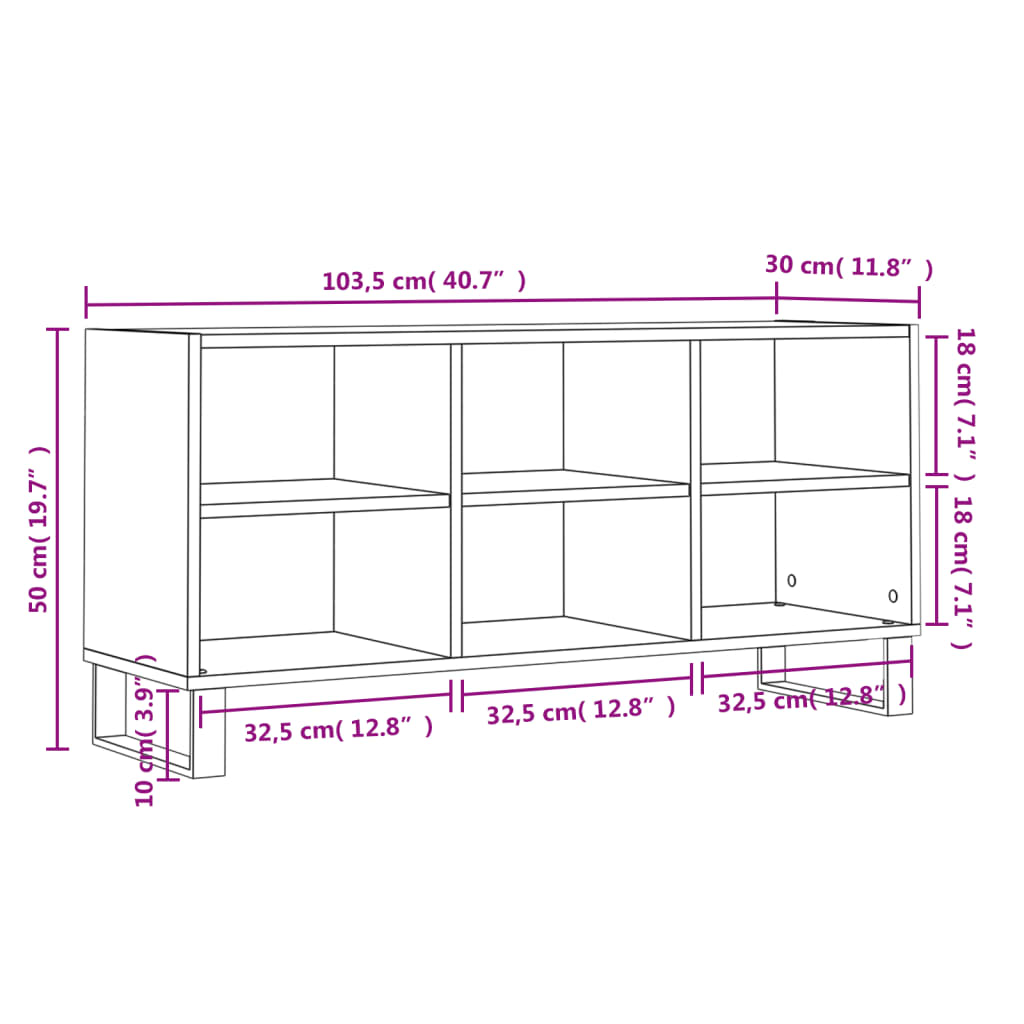 vidaXL TV-Schrank Betongrau 103,5x30x50 cm Holzwerkstoff