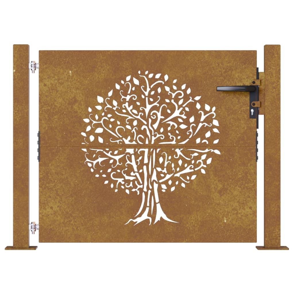 vidaXL Gartentor 105x105 cm Cortenstahl Baum-Design