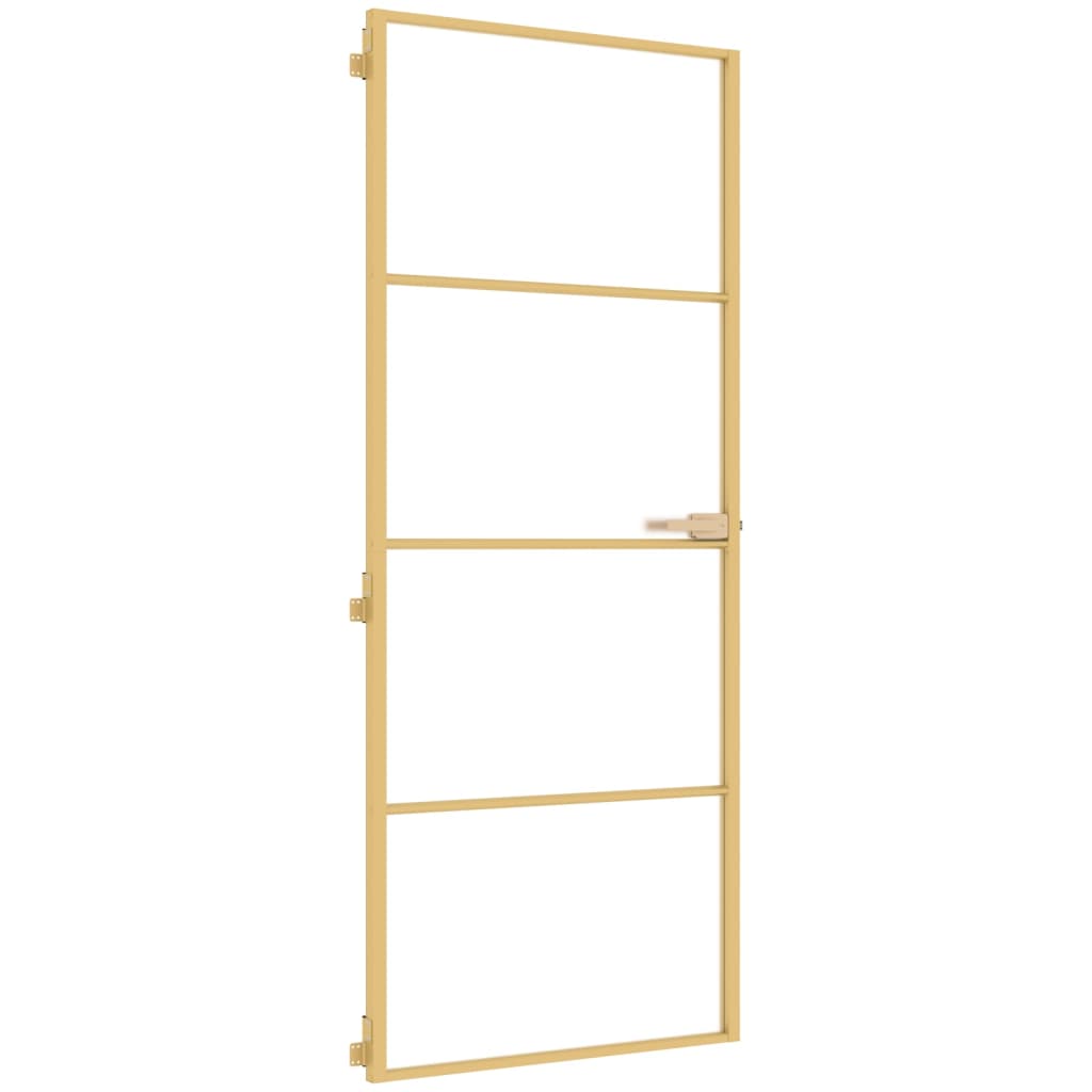 vidaXL Innentür Schlank Golden 83x201,5 cm Hartglas und Aluminium