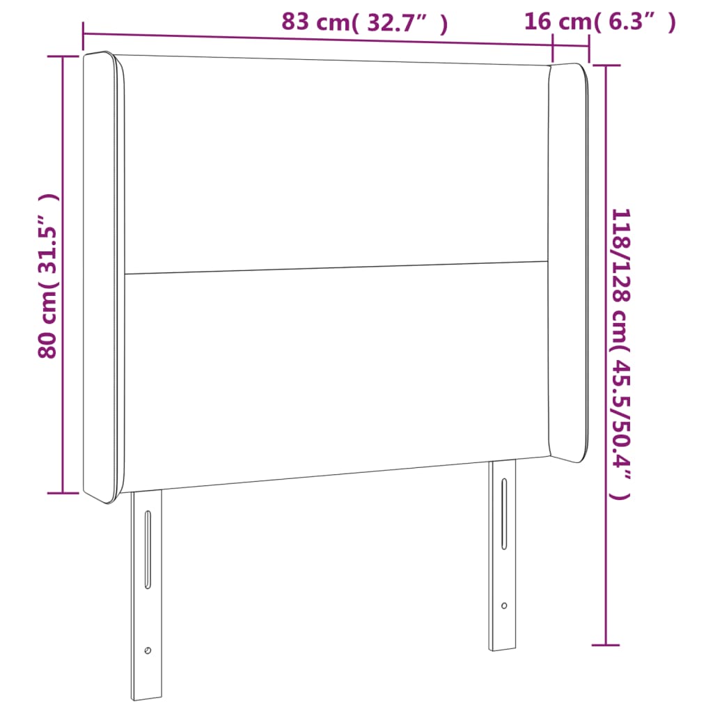 vidaXL Kopfteil mit Ohren Dunkelblau 83x16x118/128 cm Samt