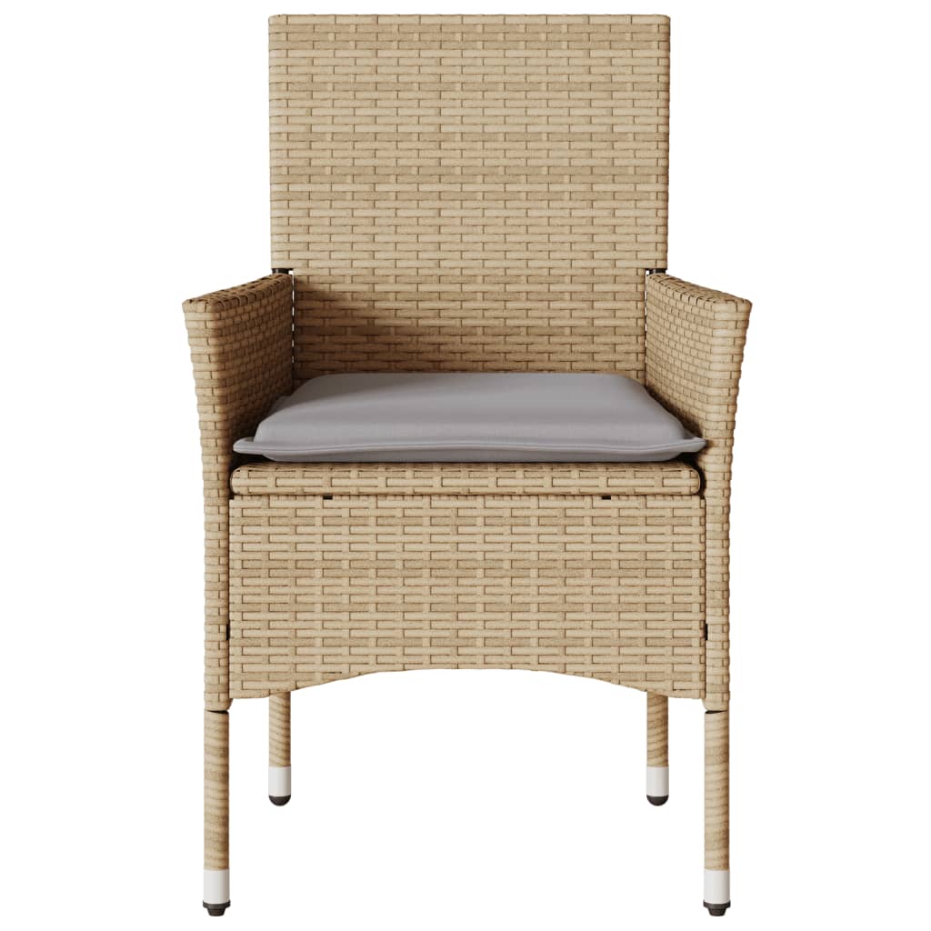 vidaXL Gartenstühle mit Kissen 2 Stk. Beige Poly Rattan