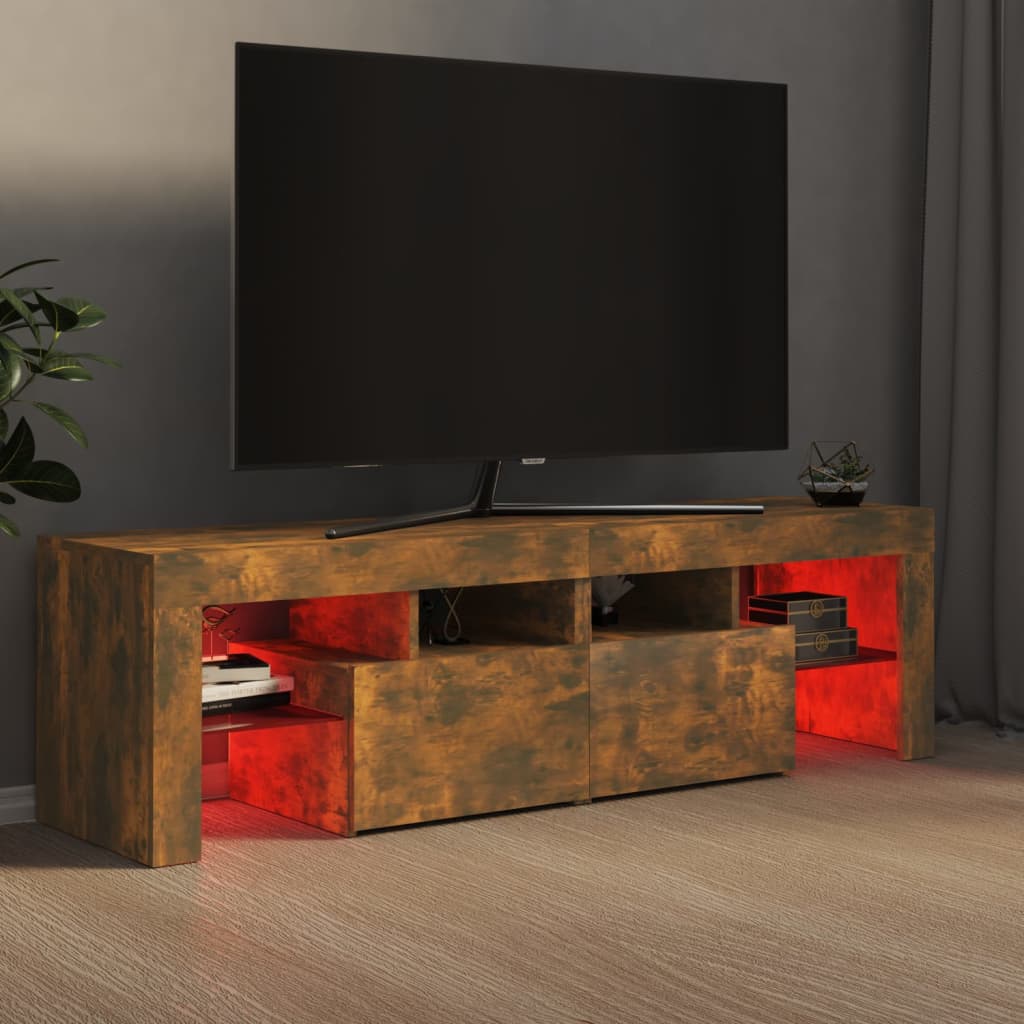 vidaXL TV-Schrank mit LED-Leuchten Räuchereiche 140x36,5x40 cm