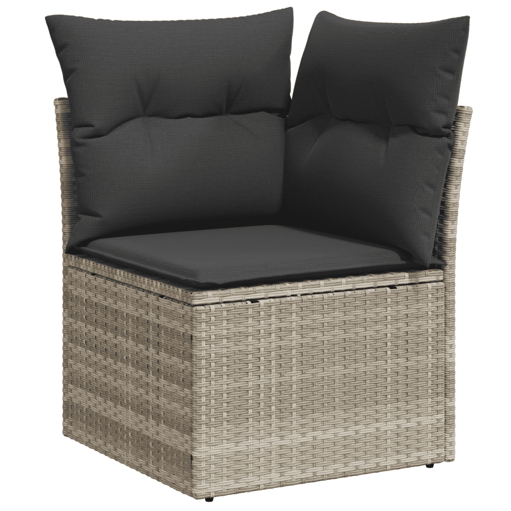 vidaXL 6-tlg. Garten-Sofagarnitur mit Kissen Hellgrau Poly Rattan