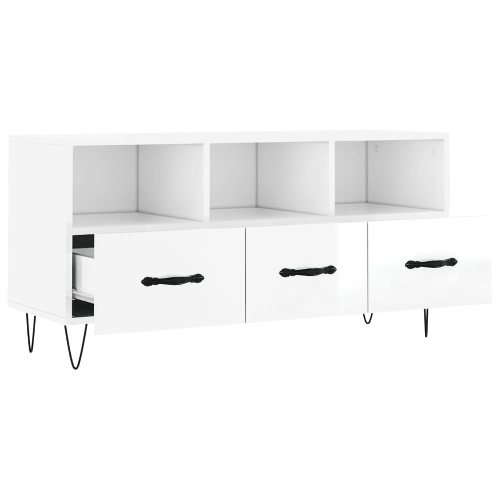 vidaXL TV-Schrank Hochglanz-Weiß 102x36x50 cm Holzwerkstoff