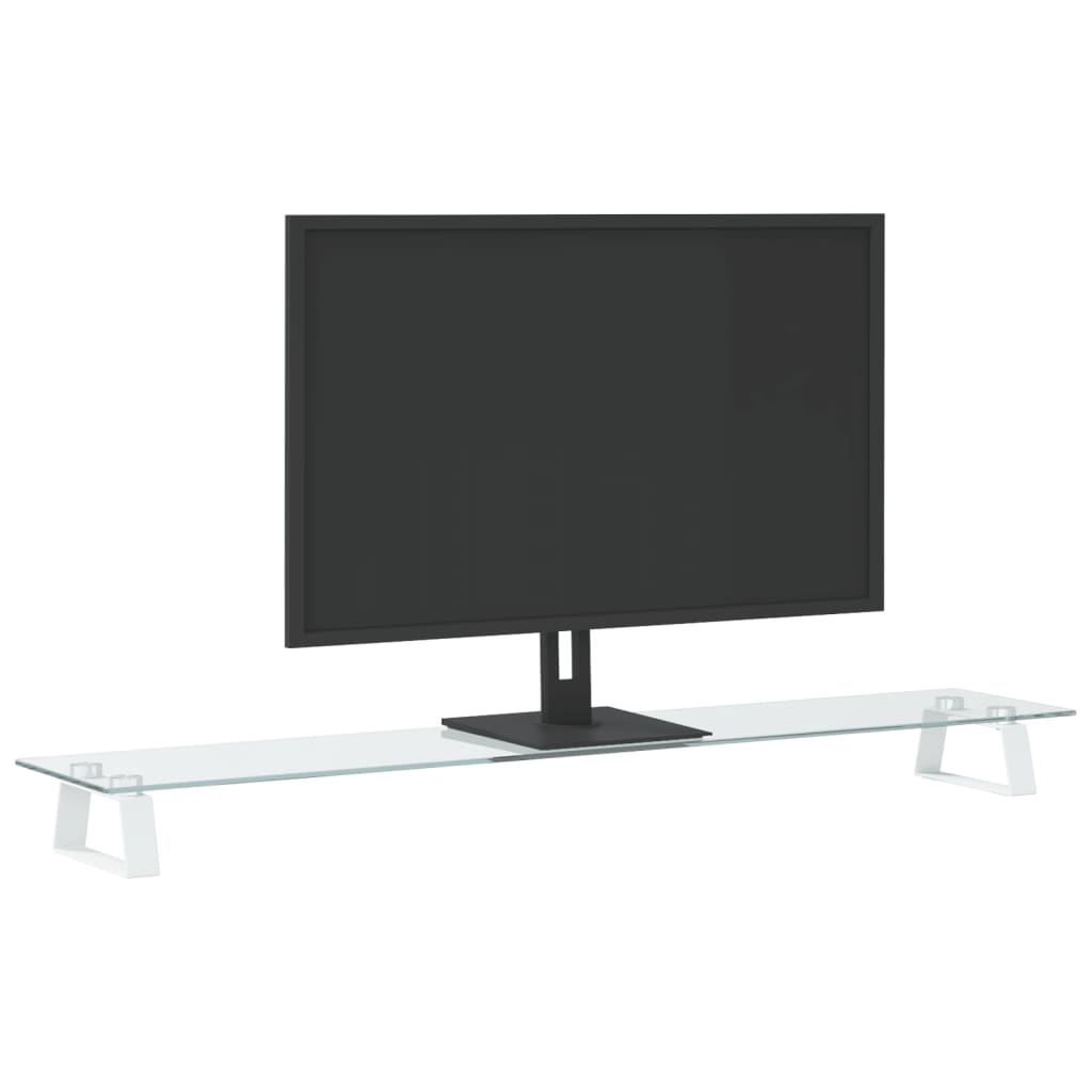 vidaXL Monitorständer Weiß 100x20x8 cm Hartglas und Metall