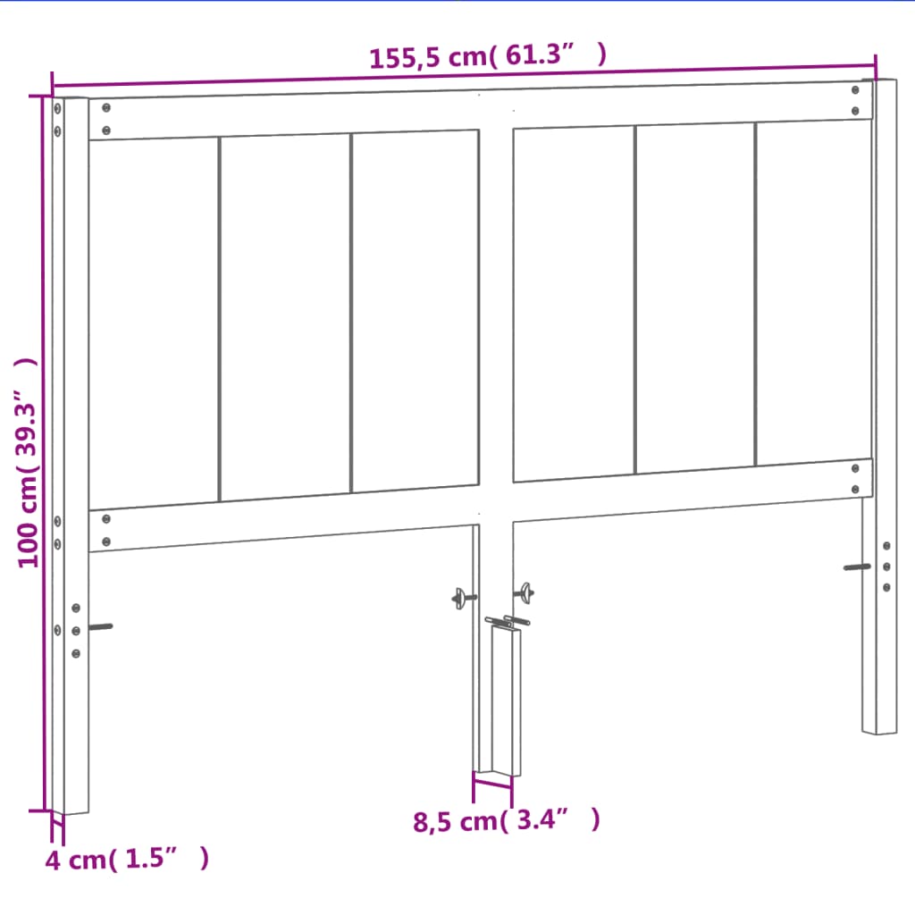 vidaXL Kopfteil Wachsbraun 150 cm Massivholz Kiefer