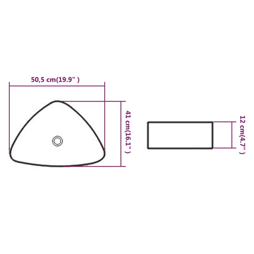 vidaXL Waschbecken Dreiecksform Keramik Weiß 50,5 x 41 x 12 cm