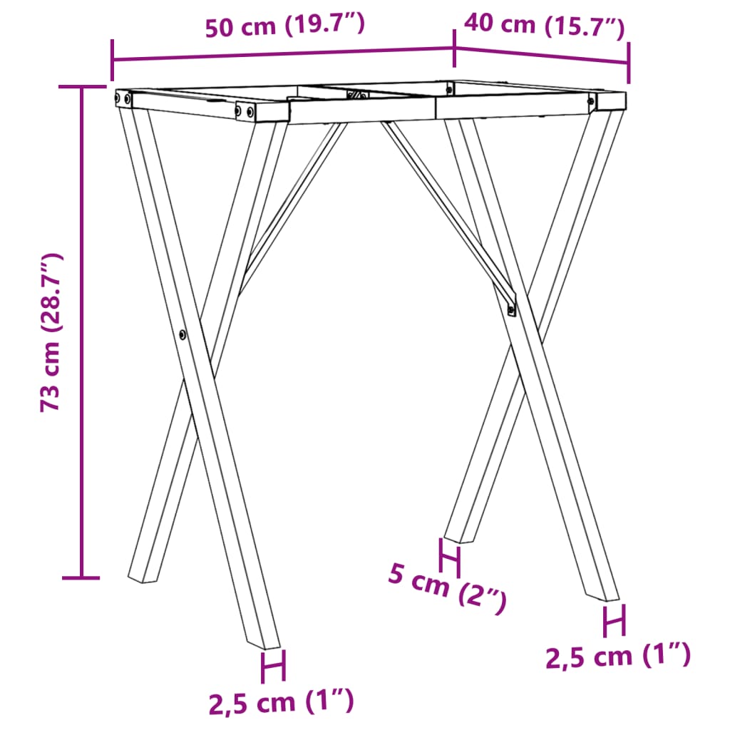 vidaXL Esstisch-Gestell in X-Form 50x40x73 cm Gusseisen