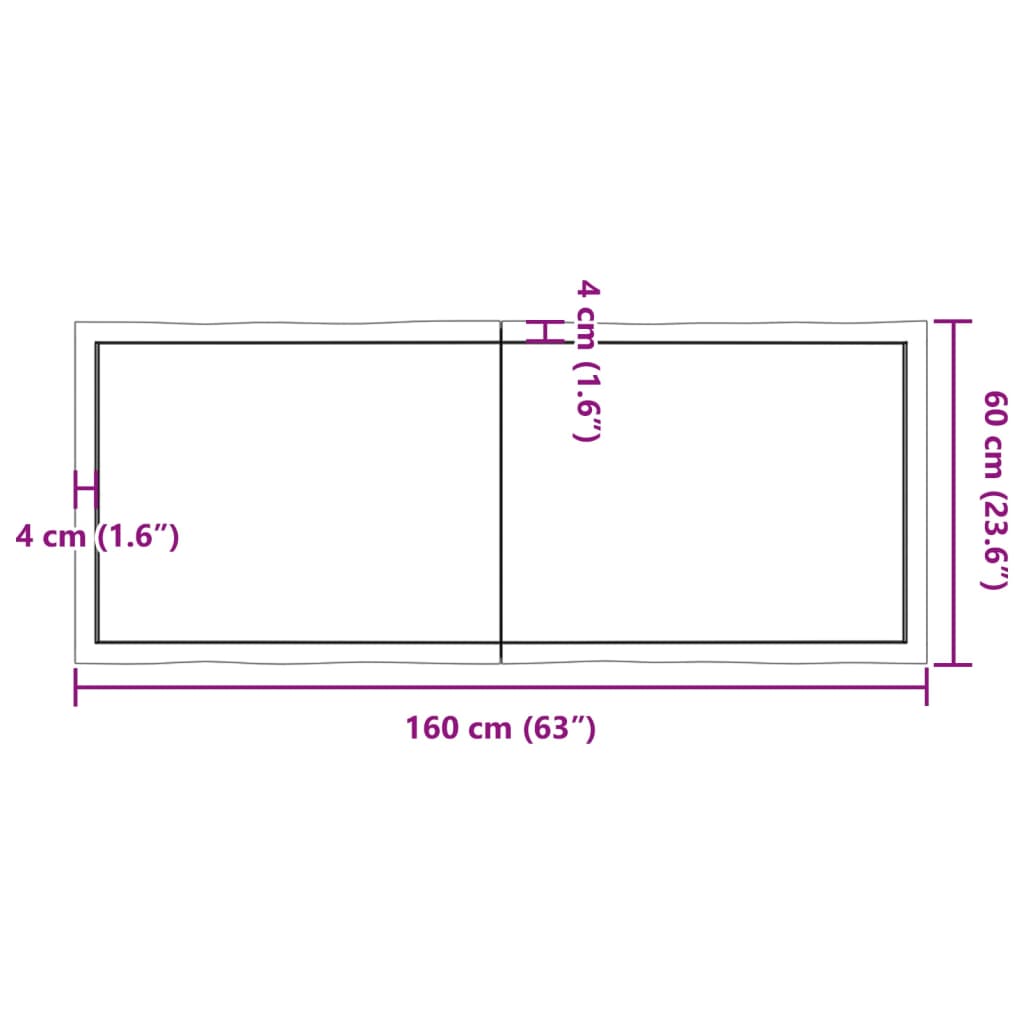 vidaXL Tischplatte 160x60x(2-4) cm Massivholz Behandelt Baumkante