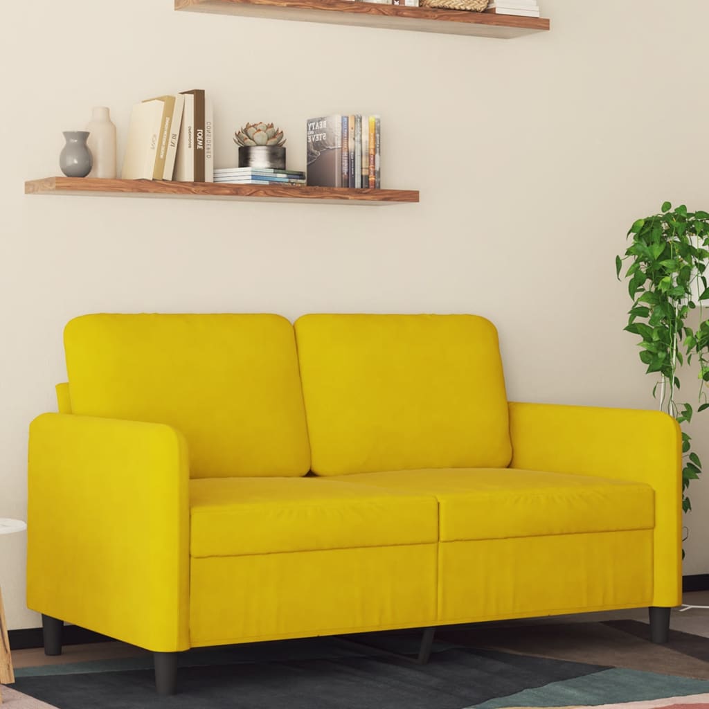 vidaXL 2-Sitzer-Sofa Gelb 120 cm Samt