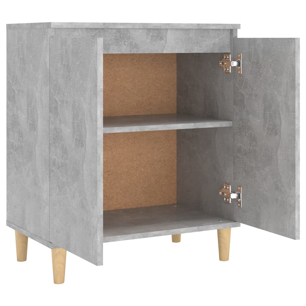 vidaXL Sideboard mit Massivholz-Beinen Betongrau 60x35x70 cm