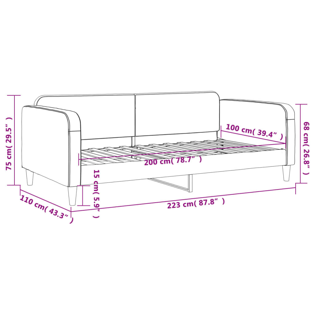 vidaXL Tagesbett Schwarz 100x200 cm Stoff