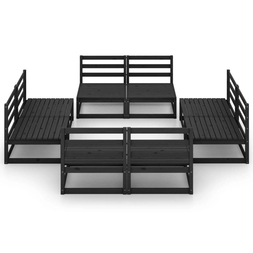 vidaXL 8-tlg. Garten-Lounge-Set Schwarz Massivholz Kiefer