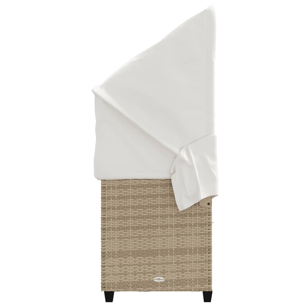 vidaXL Sonnenliege mit Dach und Kissen Beige Poly Rattan