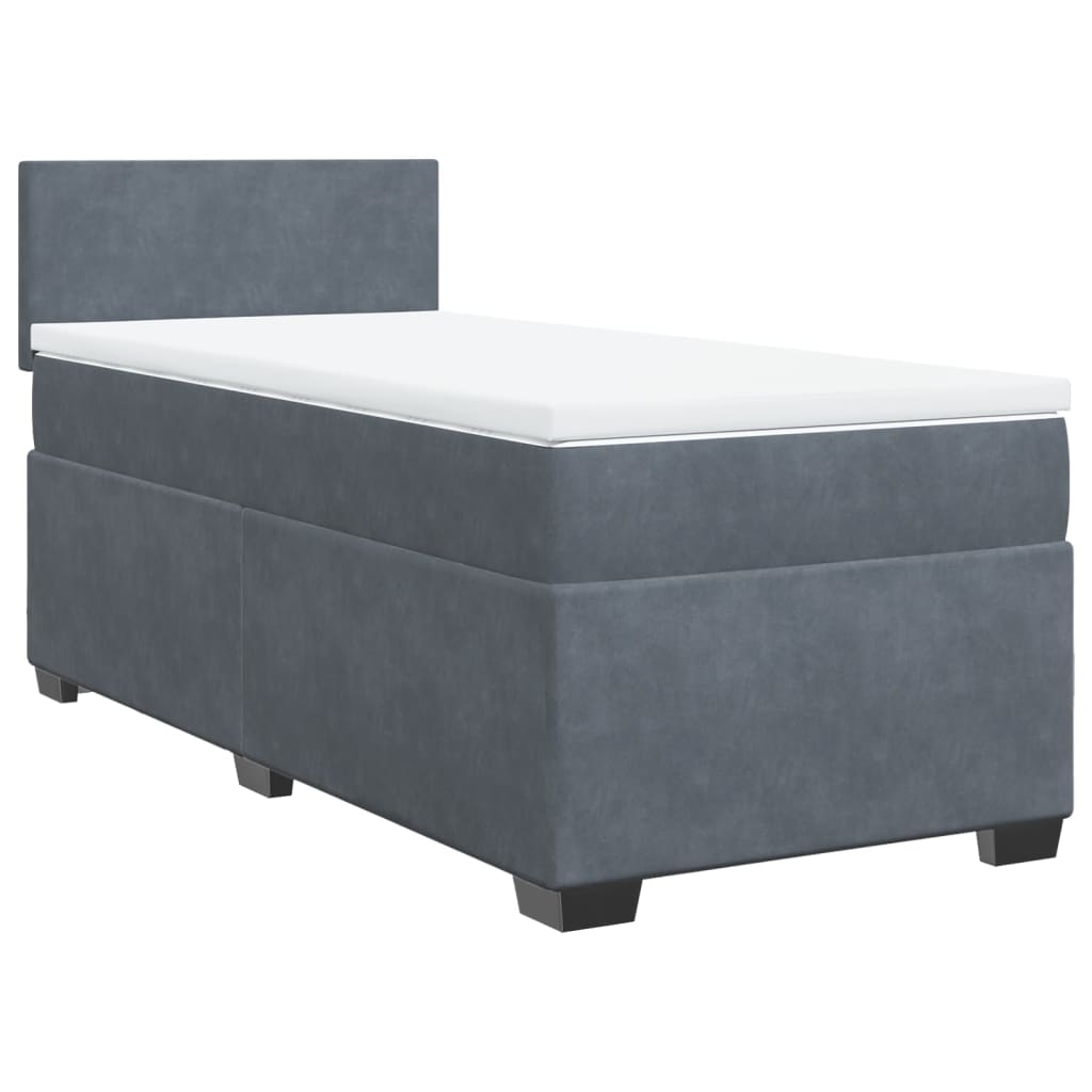 vidaXL Boxspringbett mit Matratze Dunkelgrau 90x190 cm Samt