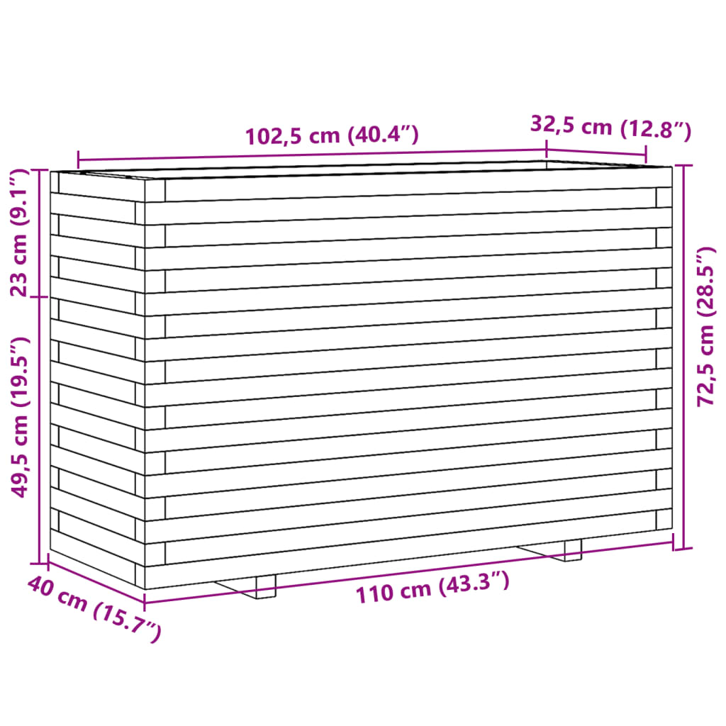 vidaXL Pflanzkübel 110x40x72,5 cm Kiefernholz Imprägniert