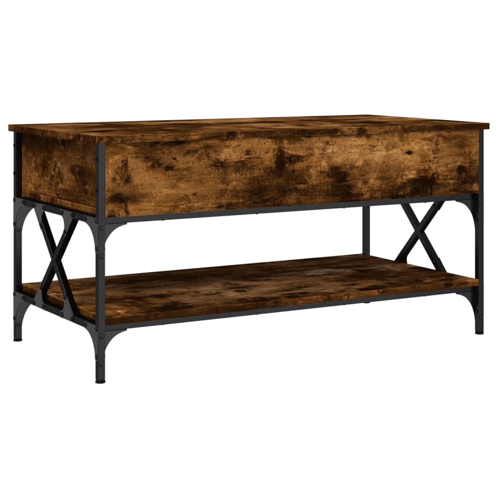 vidaXL Couchtisch Räuchereiche 100x50x50 cm Holzwerkstoff und Metall