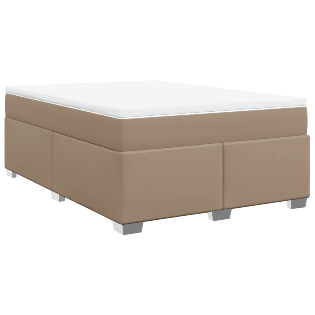 vidaXL Boxspringbett Matratze Cappuccino-Braun 140x200cm Kunstleder