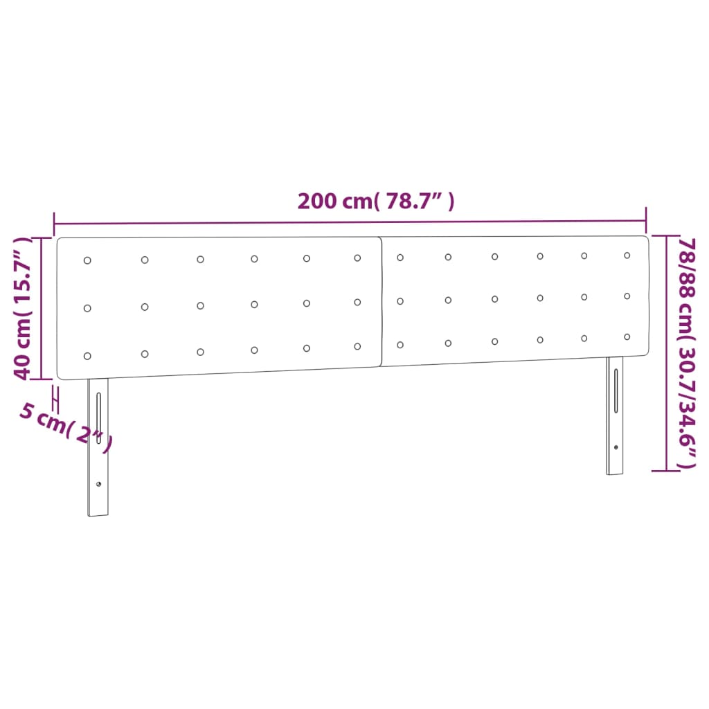 vidaXL LED Kopfteil Taupe 200x5x78/88 cm Stoff